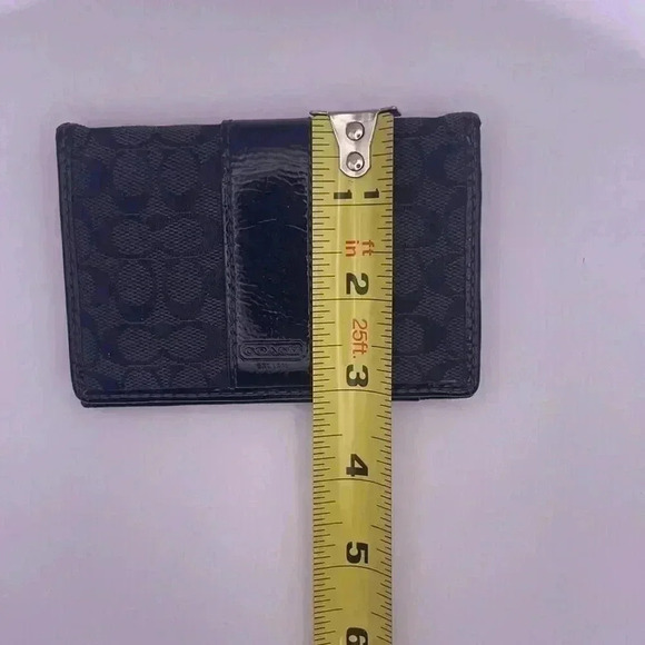 Coach Small Wallet- Black Coach Signature Logo Fabric with Black Patent - Picture 8 of 9
